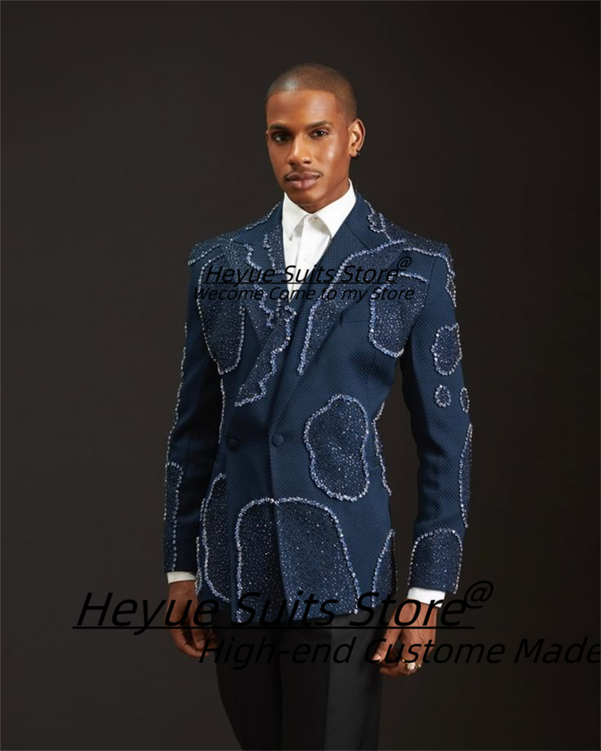 Men'S Grooming Kits - Gorgeous Crystal Embroidery Groom Wedding Tuxedos
