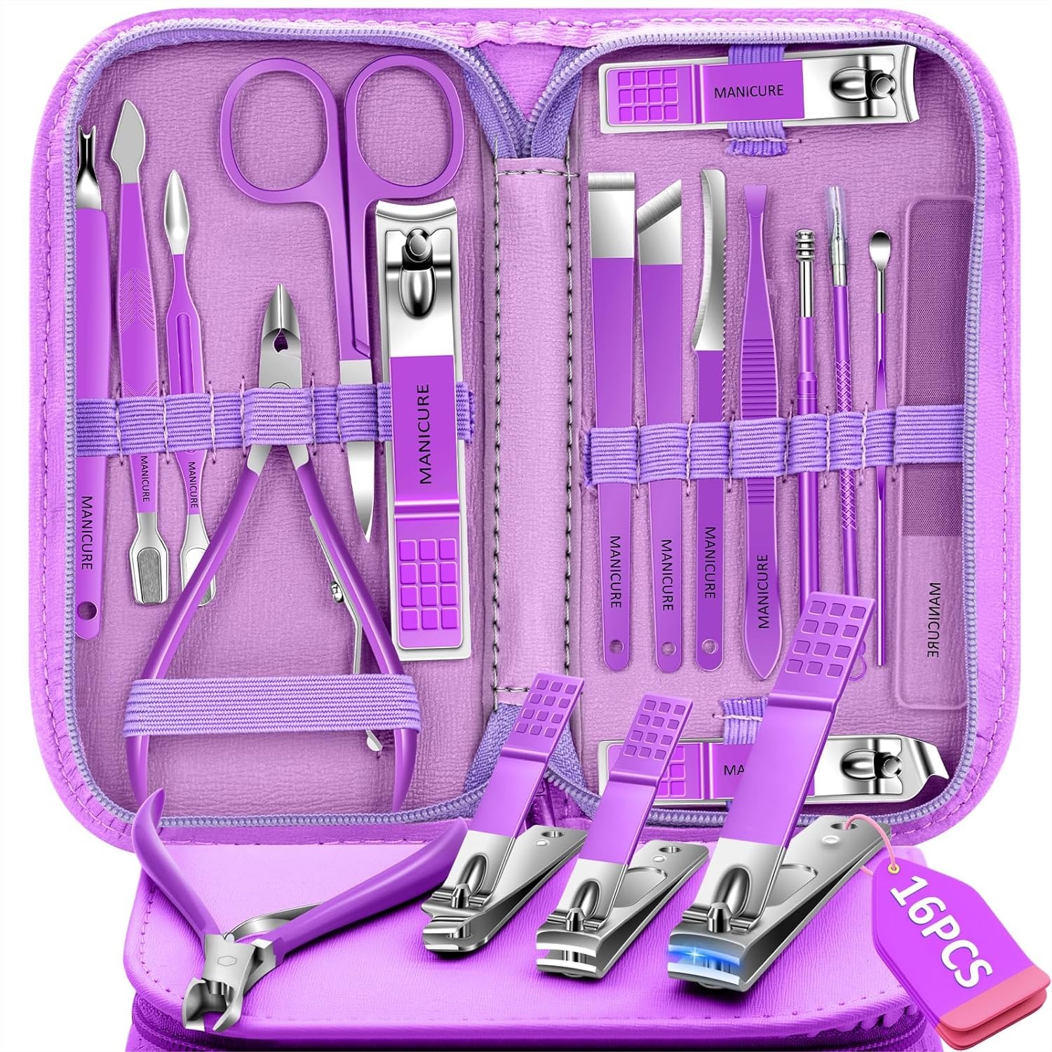 Men'S Grooming Fingernails - Manicure Set 16Pcs Professional Stainless Steel
